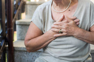 Woman experiencing shortness of breath that comes and goes.